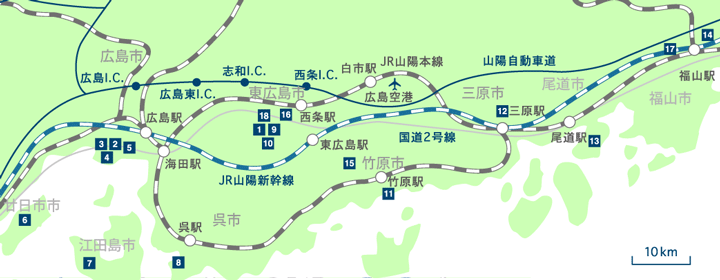 广岛大学的校园设施等位置图